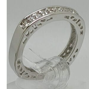 Vintage Unique White Gold GP Round Cut Sim Diamond CZ Stack Wedding Ring Size 8